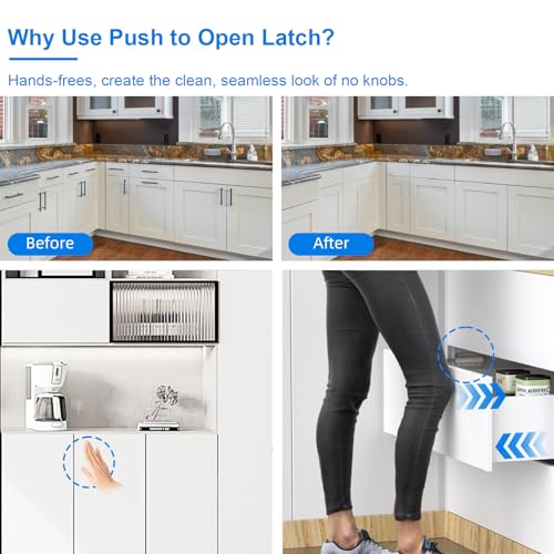 Jiayi Push Open Door Latch, Jiayi 2 Pack Magnetic Cabinet Push Open Latch, Touch Latches Push Latch for Hidden Doors Closure Silver Push Release Press Out Cabinet Catches Hardware - Image 3