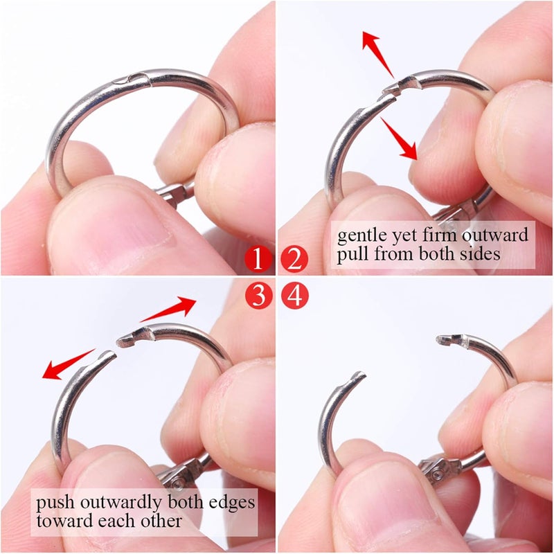 Antner 100Pcs Loose Leaf Binder Rings, 1" Diameter, Nickel Plated Metal Office Book Rings Keychain Key Rings Notebook Rings for School Office - Image 3