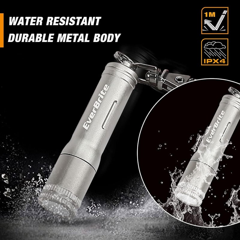EverBrite Keychain LED Flashlight Mini Bright Key Ring Portable Pocket Torch for EDC, Party Favors, Night Reading, Camping, Power Outage, Emergency, AAA Battery Included, Gray - Image 5