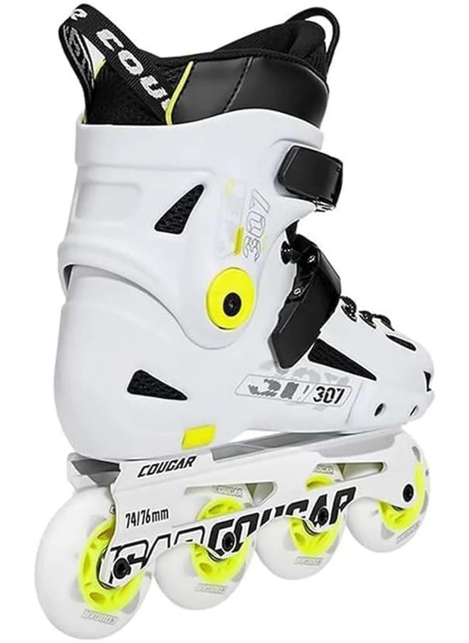 ROLLER Roller Skate Shoe Cougar Model 307 For Adult Adjustable Roller Skates with 4 Illuminating Pu Wheels, Outdoors and Indoors Roller Blades for Boys Girls Beginners Color : White Size : 42  - Image 2