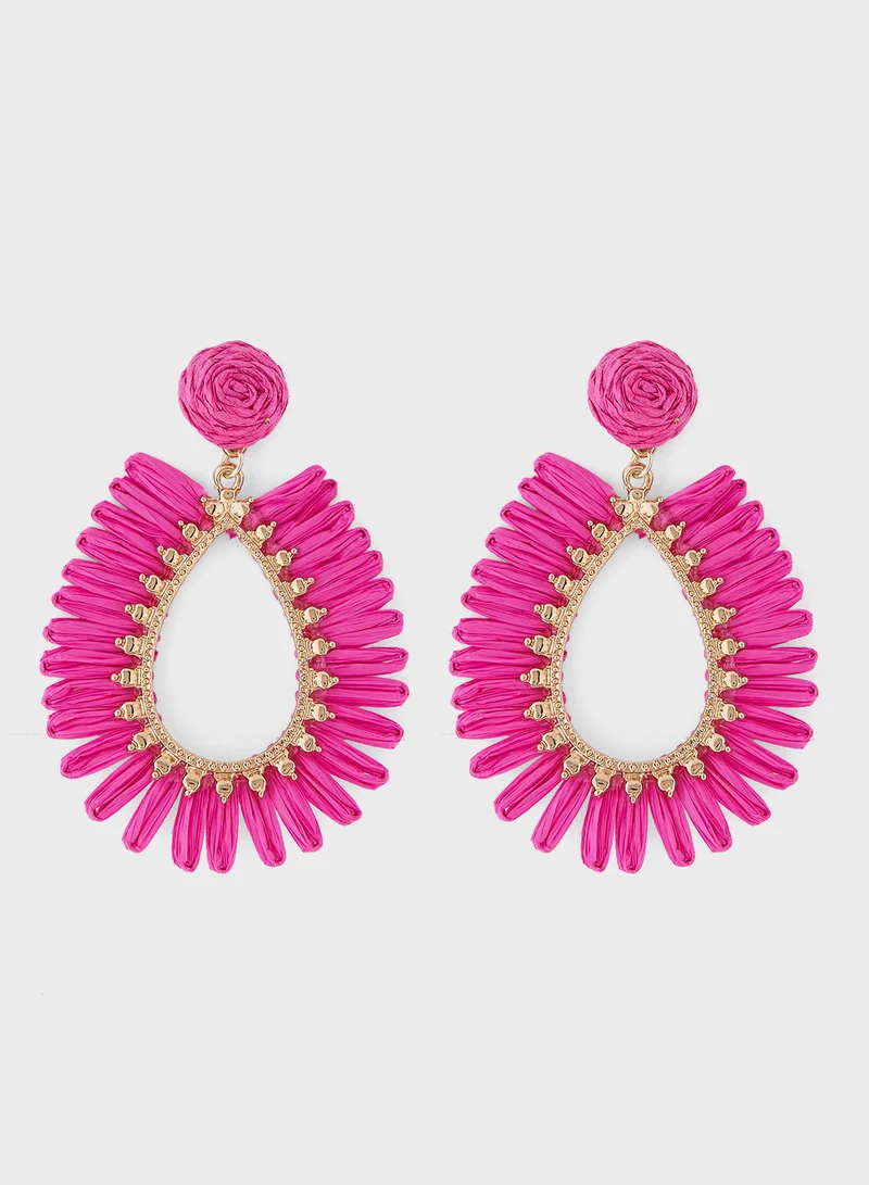 Ginger Raffia Tear Drop Earrings