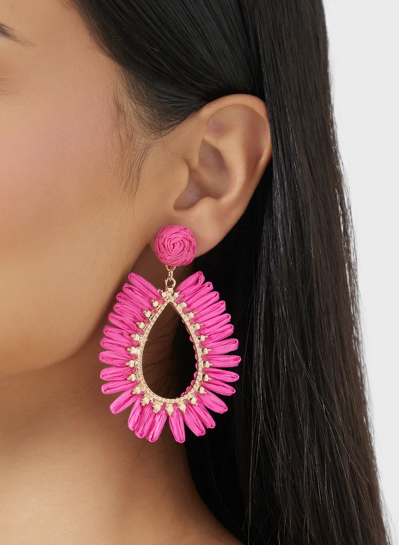 Ginger Raffia Tear Drop Earrings