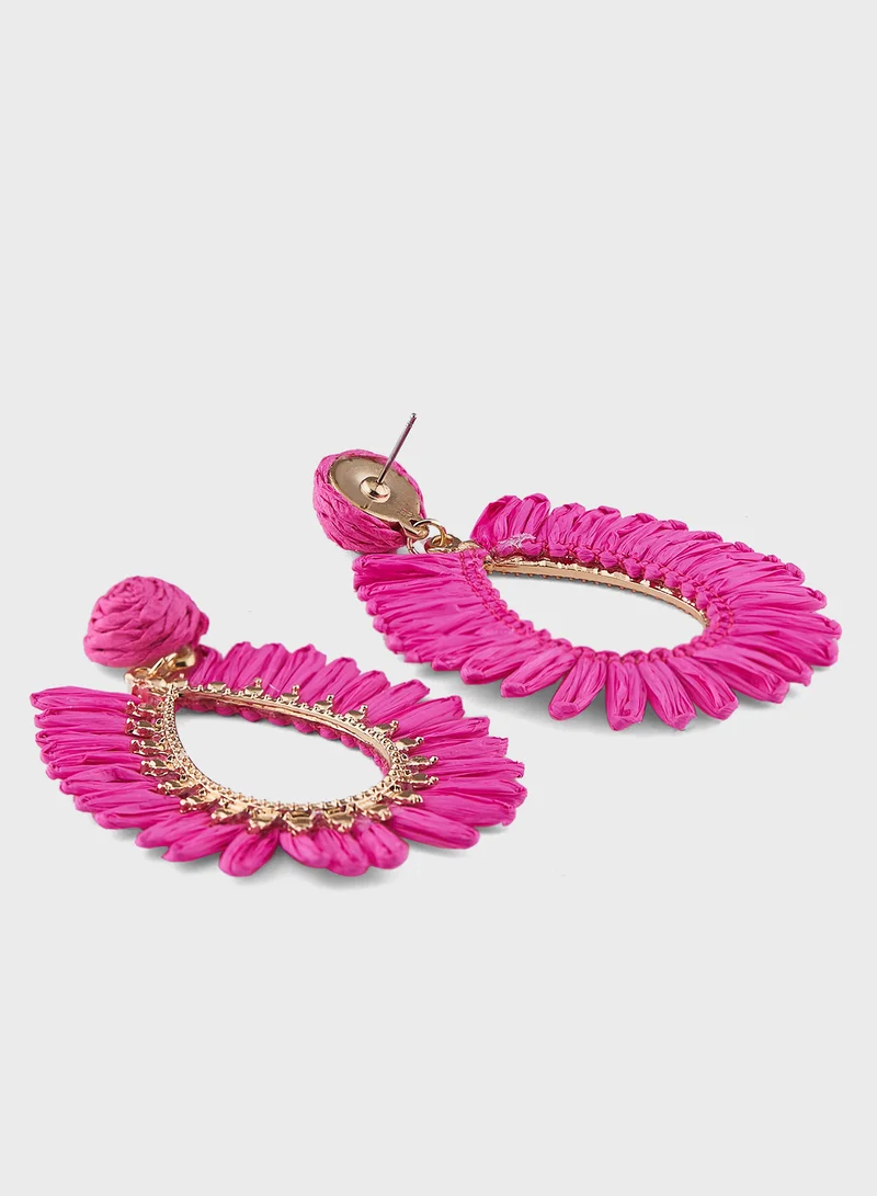 Ginger Raffia Tear Drop Earrings