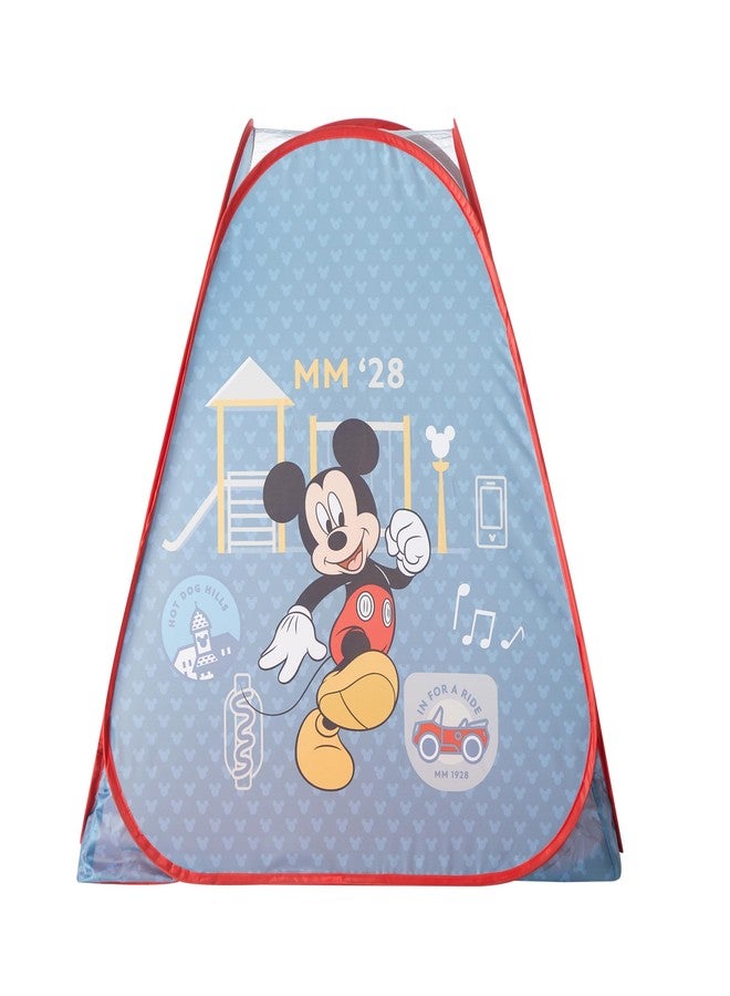 Idea Nuova Disney Mickey Mouse 3 Piece Slumber Set with Kids Indoor Outdoor UPF 30+ Pop Up Play Tent with Pillow and Flashlight - Image 2