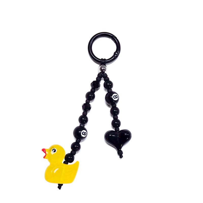 Niche Ins Style Beaded Keychain Love Key Chain Diy Hanging Ornaments Girls Cute Yellow Duck Bag Small Pendant - Image 1