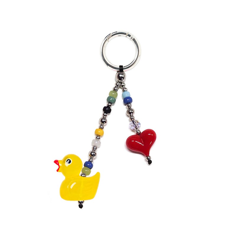 Niche Ins Style Beaded Keychain Love Key Chain Diy Hanging Ornaments Girls Cute Yellow Duck Bag Small Pendant - Image 5