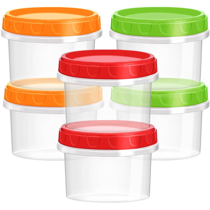 TOFLEN Reusable Small Freezer Containers 8 Oz Plastic Food Storage Containers with Screw On Lids, Leakproof & Airtight, Freezer Safe, Dishwasher Safe, Set of 6 Multicolor - Image 1