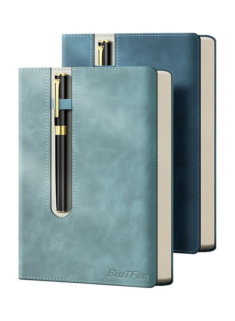 4 Pack A5 Notebook and Pen Set for Men and Women, 240 Pages, 80gsm Thick Paper Notebooks with Elastic Pens Holder for Work Notes, Diary