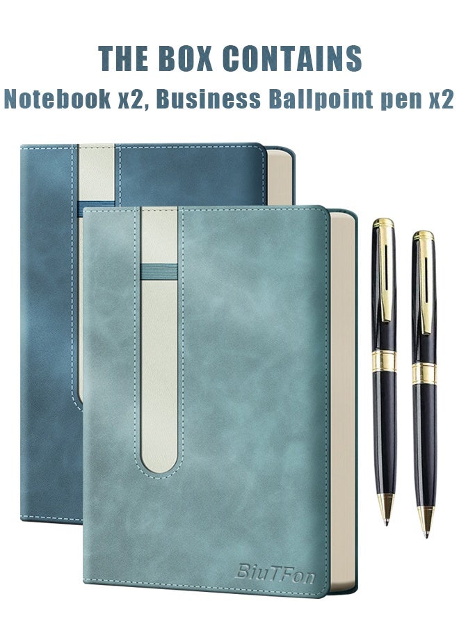 4 Pack A5 Notebook and Pen Set for Men and Women, 240 Pages, 80gsm Thick Paper Notebooks with Elastic Pens Holder for Work Notes, Diary
