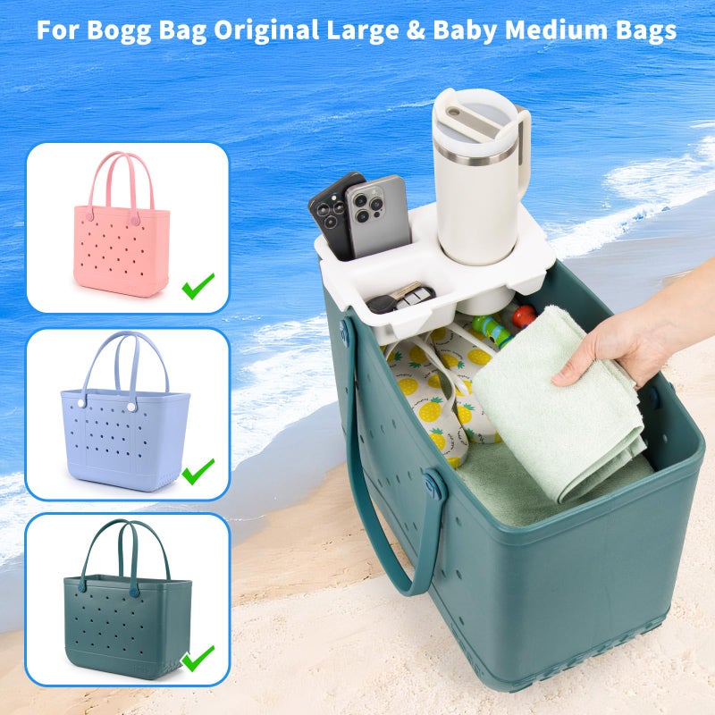 Juyeesm Topper Tray for Large & Medium Bogg Bag - EVA Cup Holder fits Stanley 30/40 oz, Beach Bag Insert Divider and Organizer Accessories - Image 5