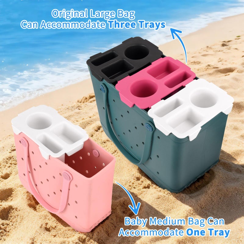 Juyeesm Topper Tray for Large & Medium Bogg Bag - EVA Cup Holder fits Stanley 30/40 oz, Beach Bag Insert Divider and Organizer Accessories - Image 3
