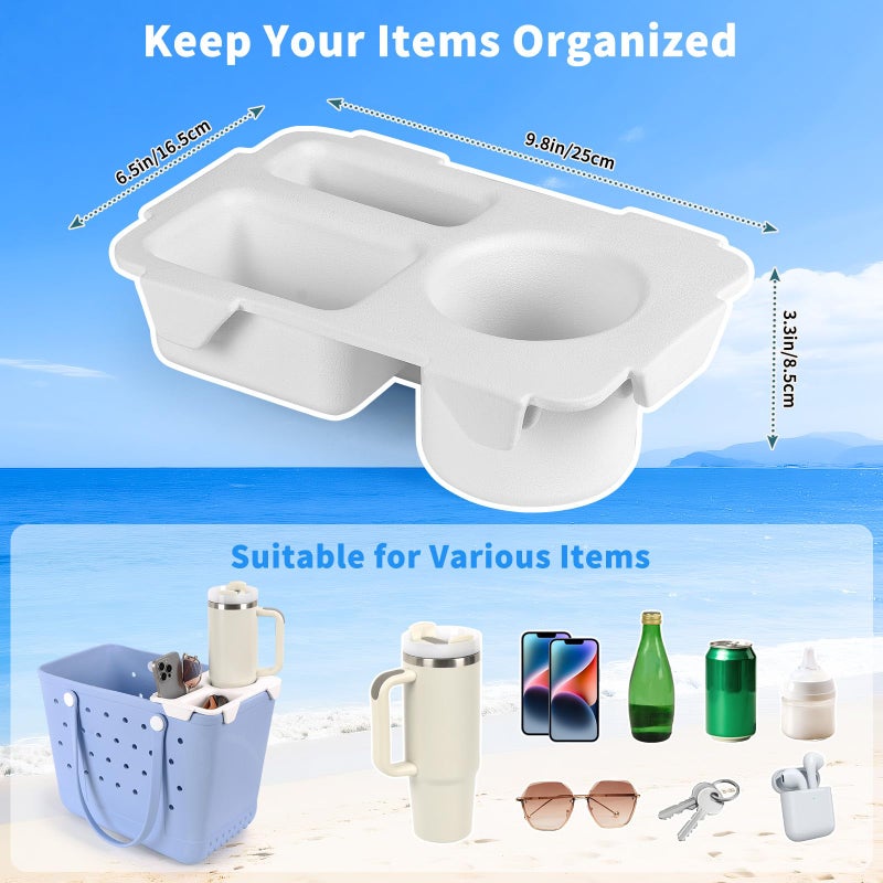 Juyeesm Topper Tray for Large & Medium Bogg Bag - EVA Cup Holder fits Stanley 30/40 oz, Beach Bag Insert Divider and Organizer Accessories - Image 2