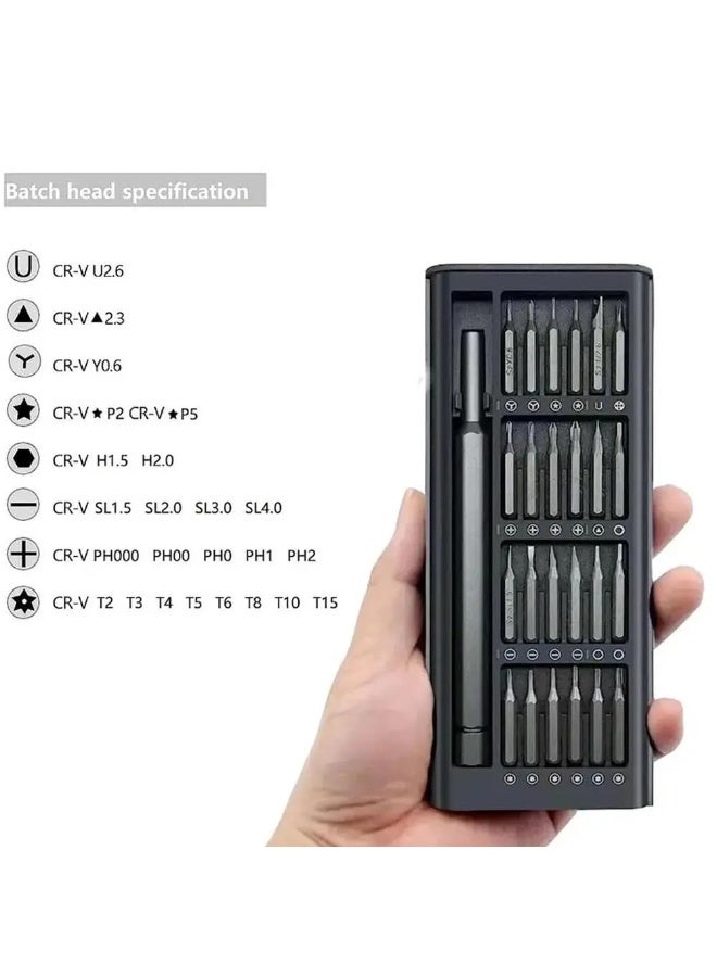 Precision Screwdriver Set 24 in 1 Magnetic Phillips Torx Screw Driver Bits Hand Repair Tools for iPhone PC Game Console DIY, Black - Image 2