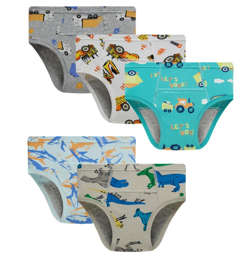 Boboking Toddler Boys Potty Training Underwear Truck Dino Briefs Size 3 Gray Green