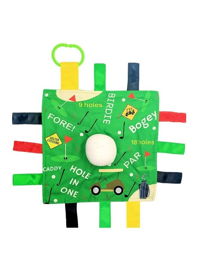The Learning Lovey Baby Jack & Co 10X10” Golf Sports Lovey Sensory Plush Blanket Tag Toys For Babies Baby Stroller Toys Learn Shapes Letters & Colors Perfect Baby Ball Toy & Baby Sports Gift  - Image 2