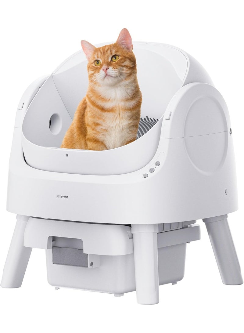 PetPivot, Automatic Cat Litter Box, Open Top Litter Box for Multiple Cats, Self Cleaning Litter Box with Liners and Mat Included (Updated Sensors) - Image 1