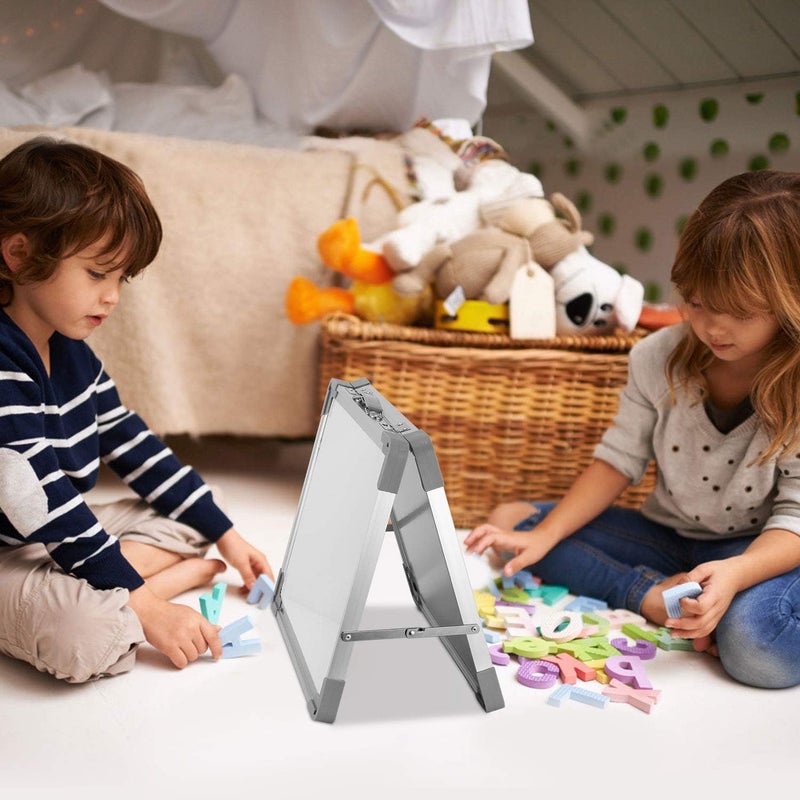 Tinkee Small Dry Erase White Board – Magnetic Desktop Foldable Whiteboard Portable Mini Easel Double Sided on Table Top with Holder for Drawing, Teacher Instruction, Memo Board - Image 3