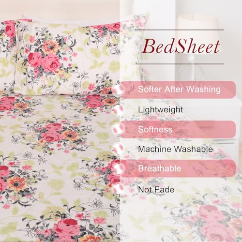 Status Contract Cotton Feel Double Fitted Bedsheet with 2 Pillow Covers for Bed Room, Home, Hotel-120 GSM (Rose) - Image 5