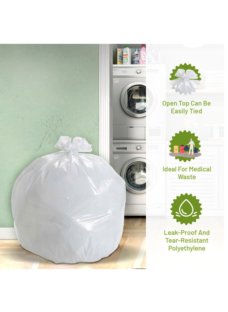 Hi Care {Pack of 100 Bags} Garbage Bag White 80x110cm 30 Micron Heavy Duty Oxo Biodegradable Plastic bag Large Trash Bags Dustbin Bags Waste Bag Office Bag Strong And Durable Bin Bag Garbage Bag Large  - Image 5