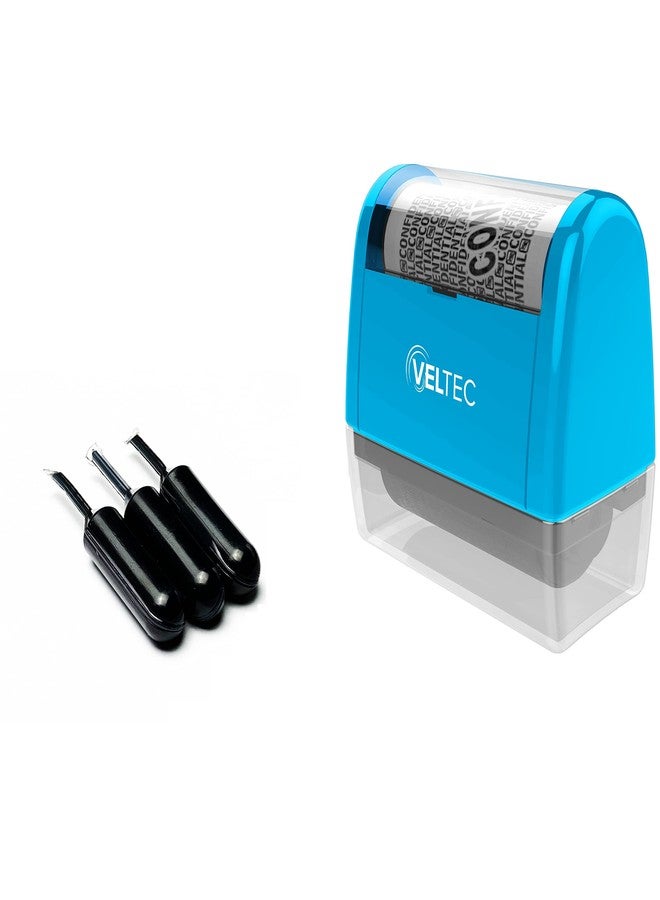 Veltec ID Protector Ink Roller - Identity Theft Protection Roller Stamp Set (Blue, Stamp+3 Refills) - Image 5