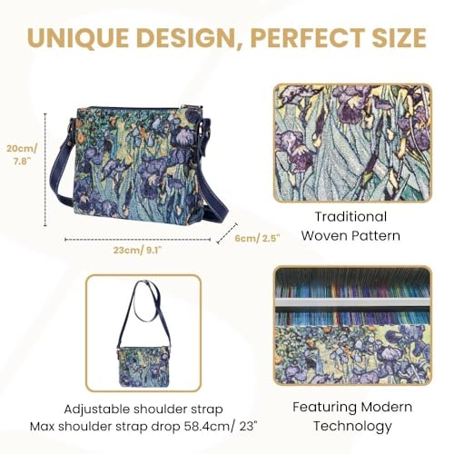 Signare Tapestry Crossbody Bag Shoulder Purse for Women In Vincent Van Gogh Irises Design (XB02-ART-VG-IRIS) - Image 3