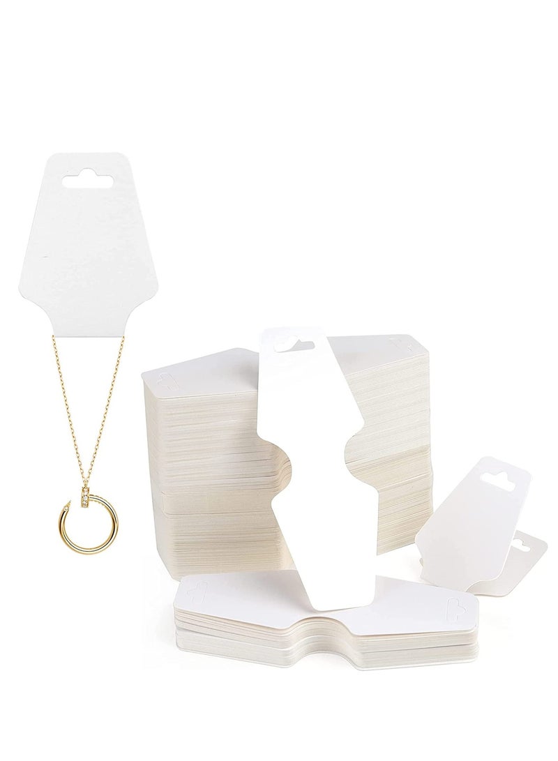 Jewelry Display Cards for Necklaces and Bracelets, Blank Kraft Paper Price Tags and Hang Tags, 200 Pcs White Card Holders for Packaging Accessories - Image 1