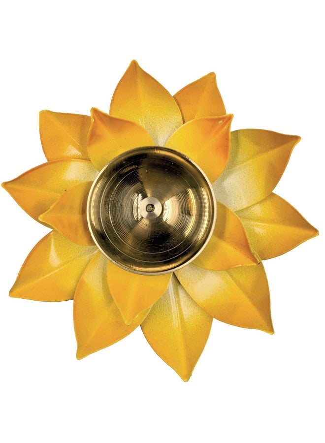 EIN SOF Brass Lotus Flower Diyas for Home Decoration , 5 inches Medium Size Puja Akhand Diya , Decorative Diwali & Christmas Festival Item with Gift Box , Yellow - Image 5