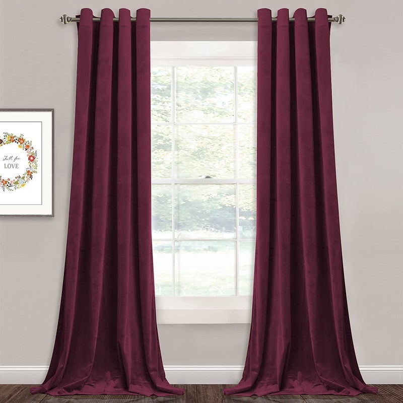 Linen Basics Velvet Burgandy Wine Curtains for Living Room Long Light Blocking Velvet Curtain Panels Privacy Eyelet Panels Drapes for BedroomSliding Glass Pack of 2 PC Door 7 Feet Color Burgandy Wine Cordless