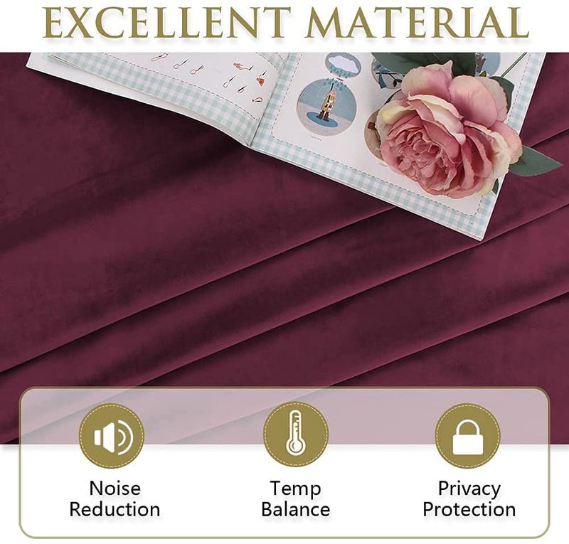 Linen Basics Velvet Burgandy Wine Curtains for Living Room Long Light Blocking Velvet Curtain Panels Privacy Eyelet Panels Drapes for BedroomSliding Glass Pack of 2 PC Door 7 Feet Color Burgandy Wine Cordless