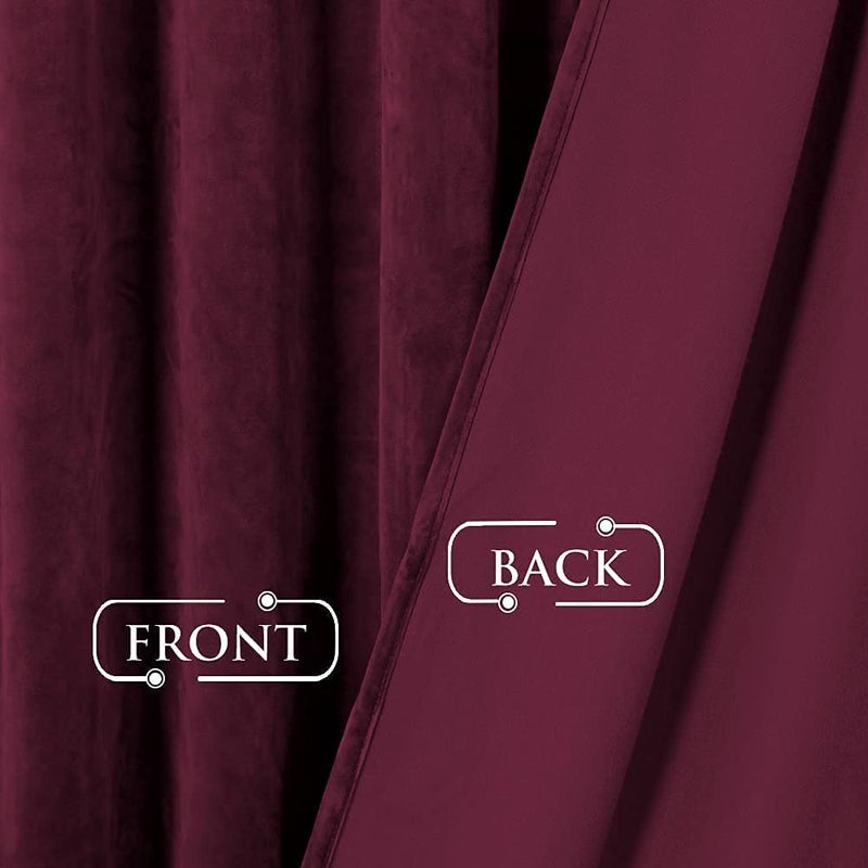 Linen Basics Velvet Burgandy Wine Curtains for Living Room Long Light Blocking Velvet Curtain Panels Privacy Eyelet Panels Drapes for BedroomSliding Glass Pack of 2 PC Door 7 Feet Color Burgandy Wine Cordless