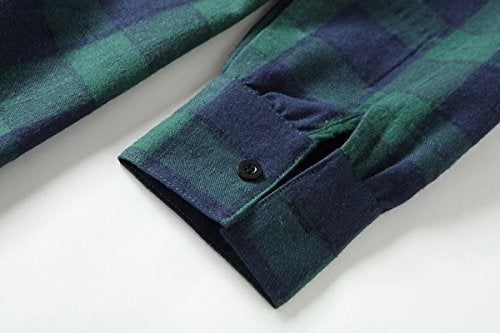 olrain Womens Plaids V Neck Long Sleeve Irregular Hem Casual Shirt Dress (Medium, Ngreen) - Image 3