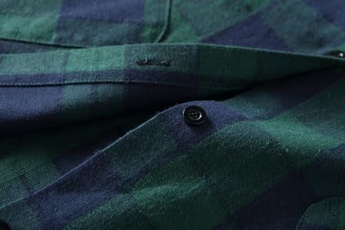 olrain Womens Plaids V Neck Long Sleeve Irregular Hem Casual Shirt Dress (Medium, Ngreen) - Image 4