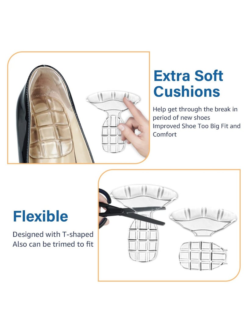 Excefore Heel Grips for Loose Shoes, Shock Absorbing Gel Heel Pads, Prevent Blister and Slip, Heel Protector Shoe Inserts for Women Heels Improved Shoe Too Big Fit and Comfort (Clear+Beige) - Image 3