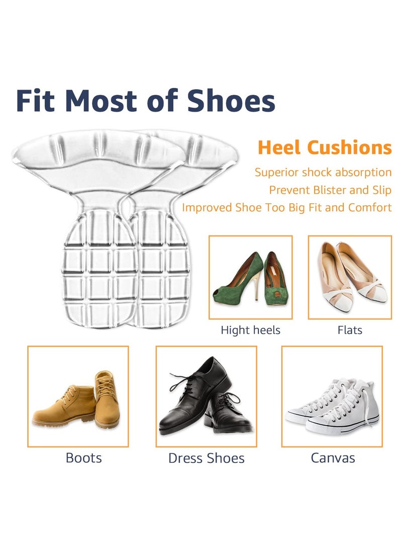 Excefore Heel Grips for Loose Shoes, Shock Absorbing Gel Heel Pads, Prevent Blister and Slip, Heel Protector Shoe Inserts for Women Heels Improved Shoe Too Big Fit and Comfort (Clear+Beige) - Image 5