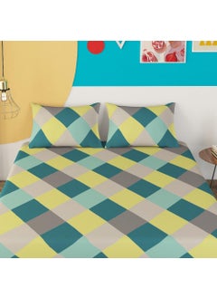 Sleepyhead Sleepyhead Hopscotch - 144Tc Double Size Cotton Bedsheet With 2 Pillow Covers (90"X100", Green),144 TC  - Image 5