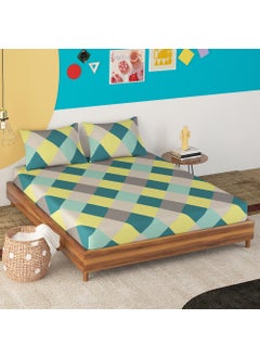 Sleepyhead Sleepyhead Hopscotch - 144Tc Double Size Cotton Bedsheet With 2 Pillow Covers (90"X100", Green),144 TC  - Image 1