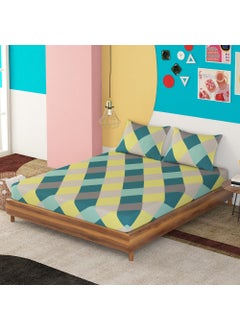 Sleepyhead Sleepyhead Hopscotch - 144Tc Double Size Cotton Bedsheet With 2 Pillow Covers (90"X100", Green),144 TC  - Image 4
