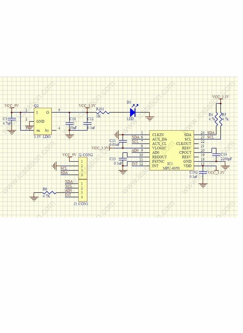 Excefore - MPU 6050 Module, 3 Axis Analog Gyro Sensors Accelerometer 3-5V - Image 1