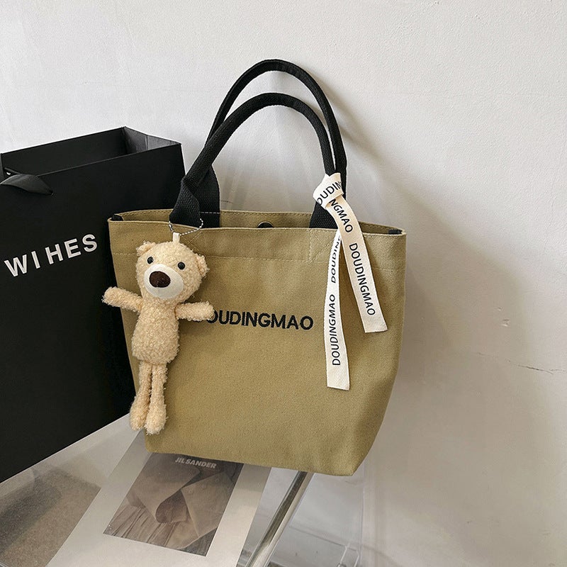 New Ins Handheld Canvas Bag All-Match Handbag Easy To Go Out Lunch Bag Mummy Bag Set Logo Cloth Bag - Image 2
