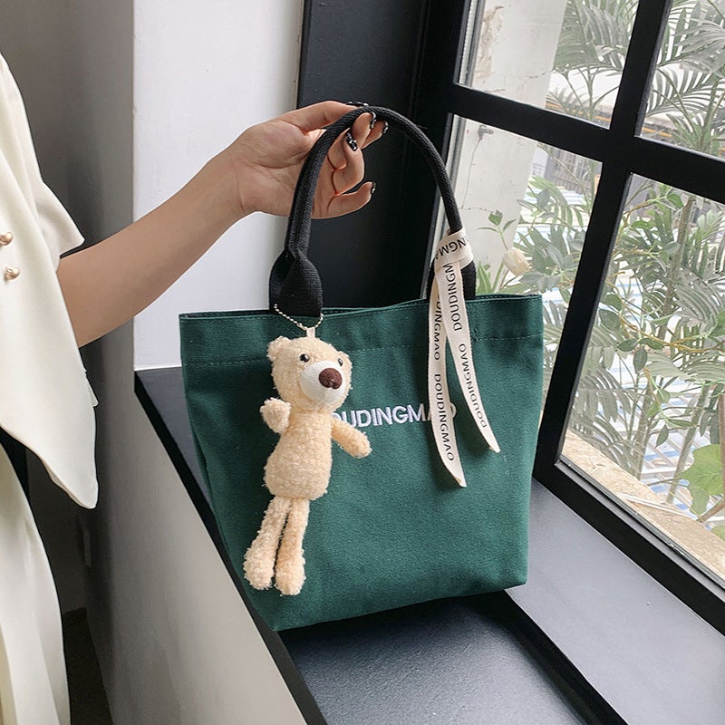 New Ins Handheld Canvas Bag All-Match Handbag Easy To Go Out Lunch Bag Mummy Bag Set Logo Cloth Bag - Image 5