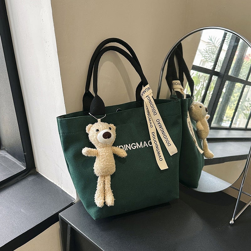 New Ins Handheld Canvas Bag All-Match Handbag Easy To Go Out Lunch Bag Mummy Bag Set Logo Cloth Bag - Image 1