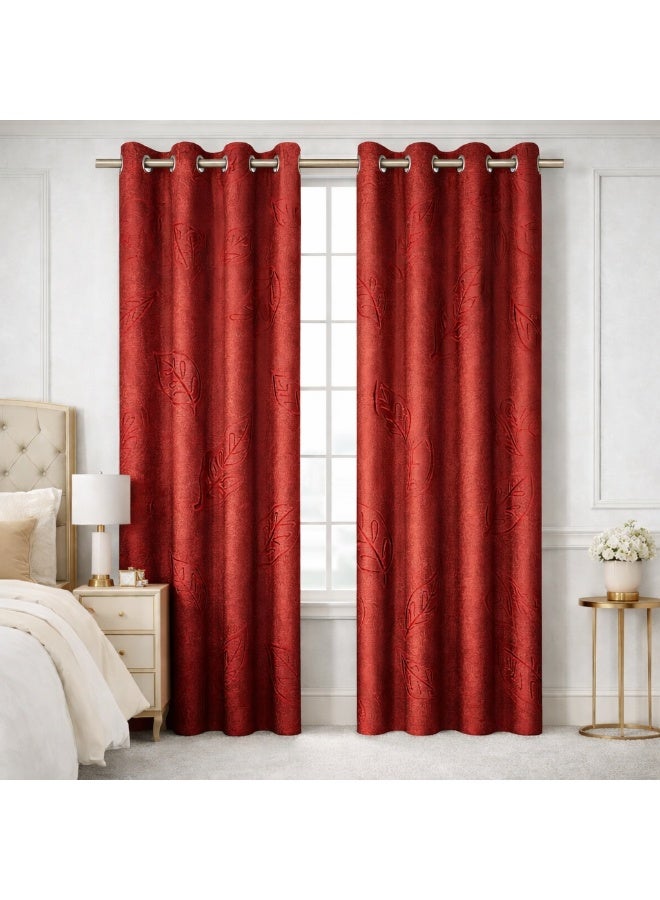 Bliss Casa Indigo Plus Window Curtains 2 Pack 240 x 140 cm – Heavy Fabric Printed Eyelet Curtains for Bedroom & Living Room – Premium Home Drapes