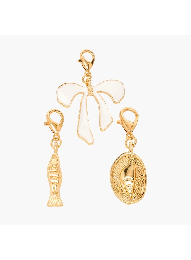 LIFESTYLE Set of 3 - Gold Tone Charm with Lobster Clasp - Image 1