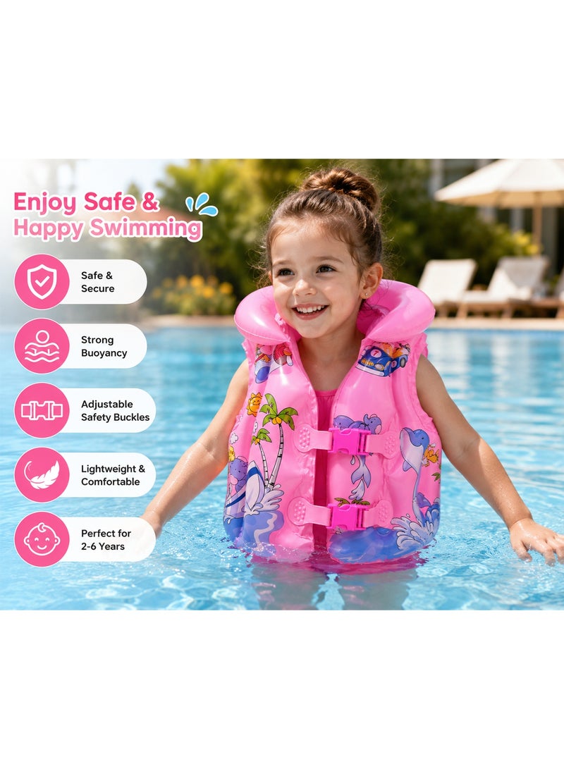 LB Kids Inflatable Swim Vest – Cartoon Print Safety Float Jacket - Image 2