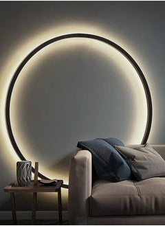 تايمي مصباح سقف وحائط دائري LED حديث 40 سم 3 قابس تركيب مدمج  وتعديل التطبيق، ضوء سقف قريب أسود 44 وات لغرفة المعيشة وغرفة النوم،  - Image 1