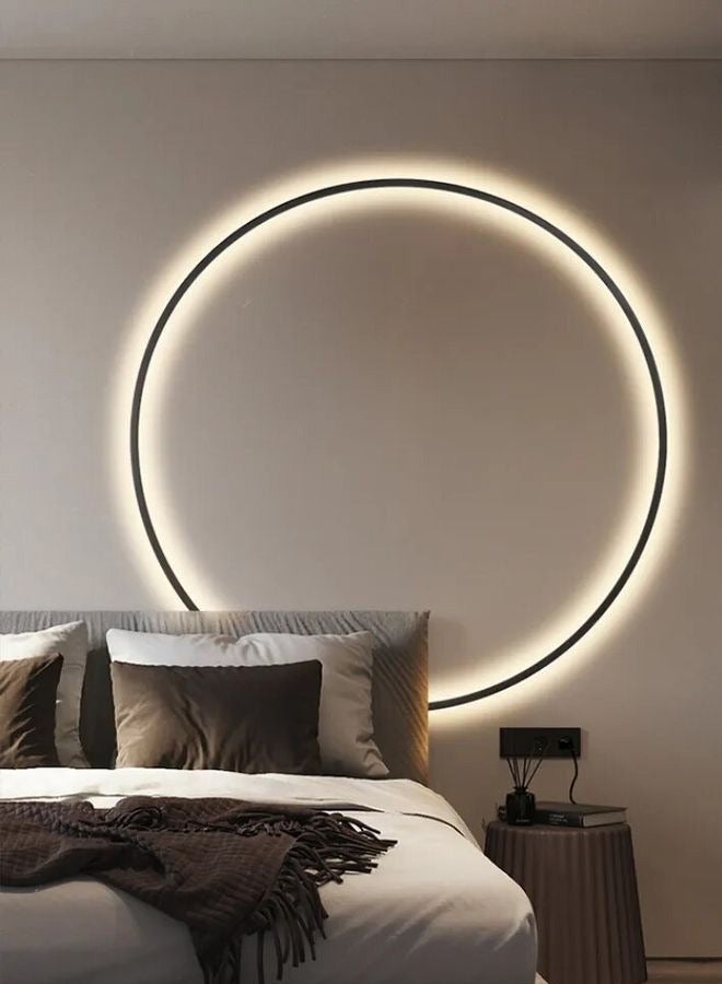 تايمي مصباح سقف وحائط دائري LED حديث 40 سم 3 قابس تركيب مدمج  وتعديل التطبيق، ضوء سقف قريب أسود 44 وات لغرفة المعيشة وغرفة النوم، - Image 2