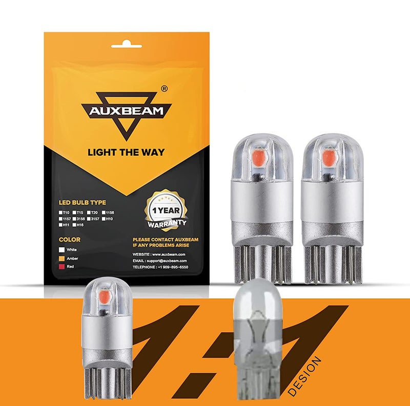 Auxbeam T10 194 LED Bulbs Red Super Bright NonPolarity W5W 168 2825 Car Interior Lights Replacement Bulb for Dashboard Lights License Plate lights Dome Map LightBrake Light 2 PCS