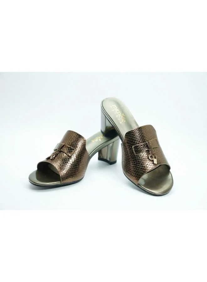 ميشيل مورجان 092-3037 Michelle Morgan Elegant Heeled Mules 213RC192 Bronze