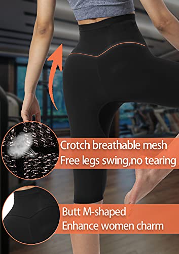 QZSH Sauna Pants Women Sweat Capris Slimming Leggings,Mesh Crotch,High Waist Workout Body Shaper Suits(TBH70031-01-M) - Image 3