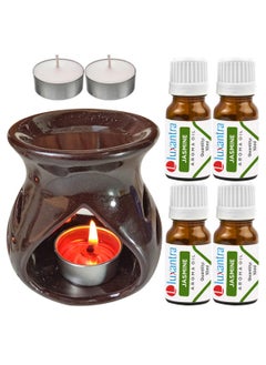 Luxantra Luxantra Ceramic Diffuser with 4 Jasmine Aroma Oil 10ml Each 2 TLight Candle Free for Home Office Hotel Spa  - Image 1